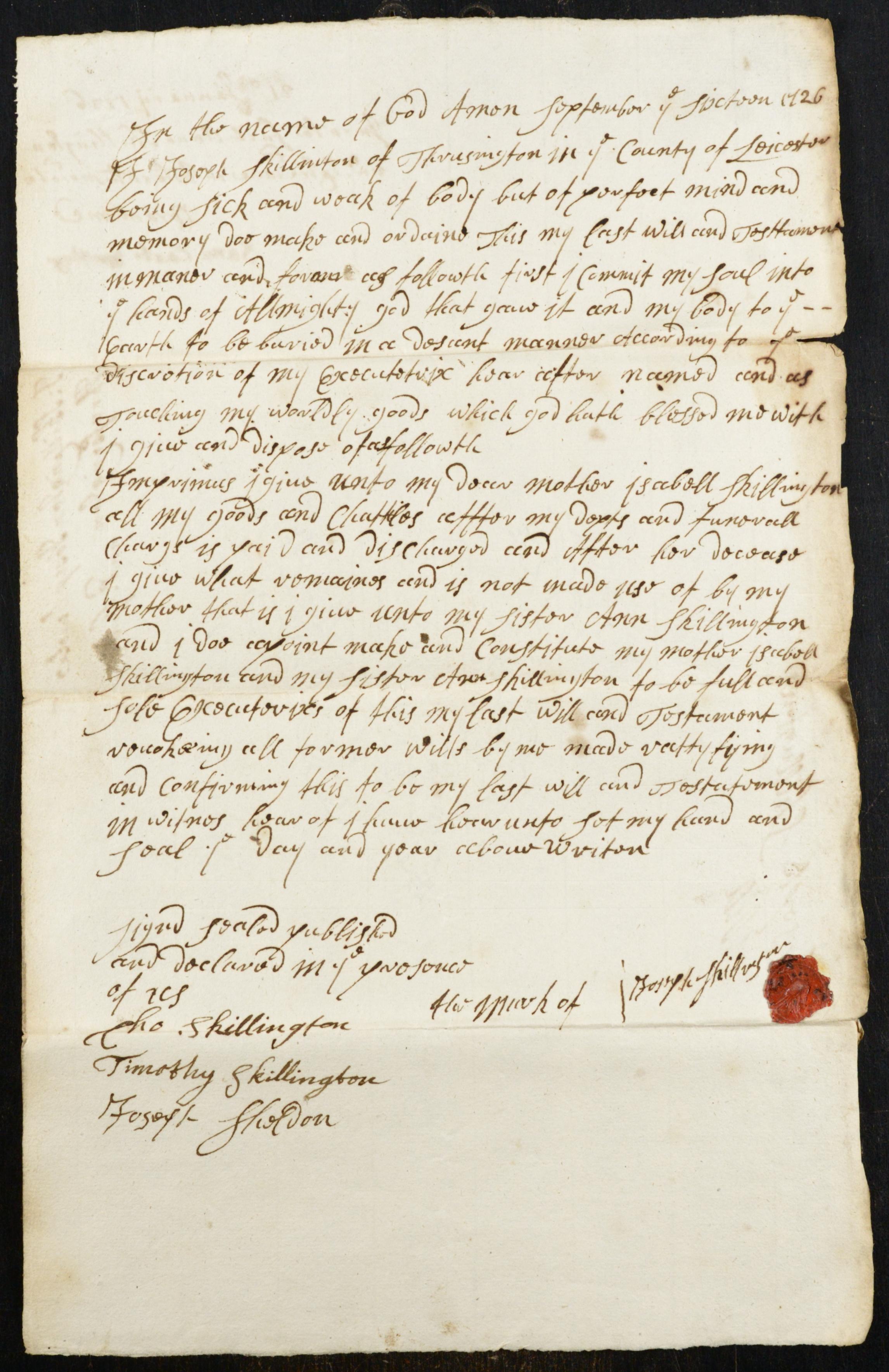 Joseph's will of 1726